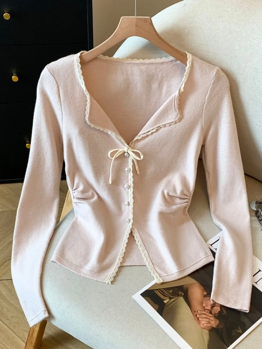 Pure Desire Lace V-Ne Long Sve Knitted Open Cardigan Women's ort Sle Autumn New Self-Preservation Button Decoration
Pure Desire Lace V-Ne Long Sve Knitted Open Cardigan Women's ort Sle Autumn New Self-Preservation Button Decoration