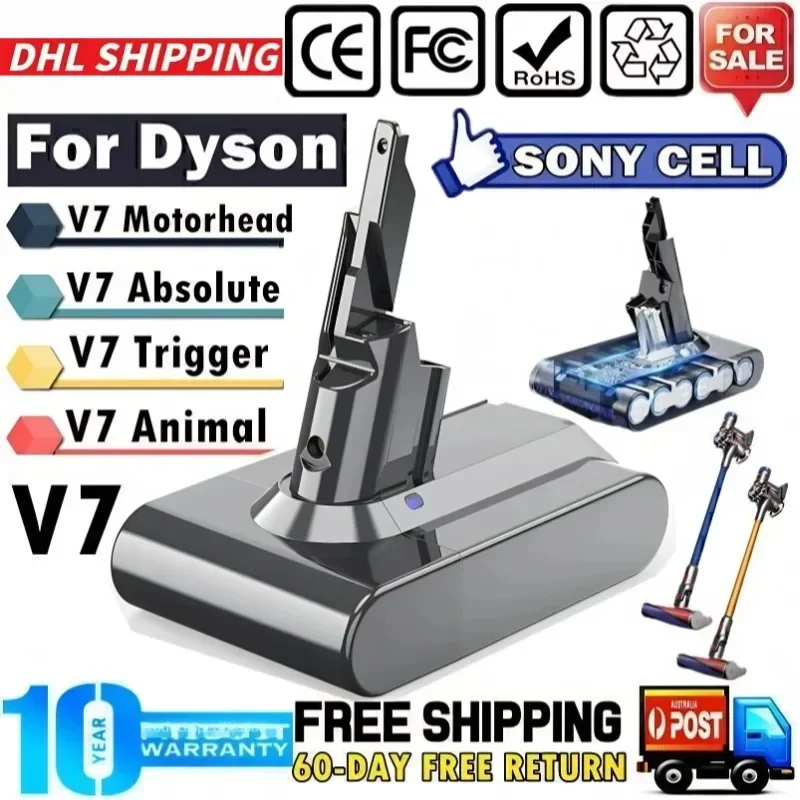 Replacement Battery for Dyson V8, 21.6V 6.0Ah Li-Ion, with Dyson V8 Series V8 Absolute V8 Fluffy SV10 Cord-Free Vacuum
Replacement Battery for Dyson V8, 21.6V 6.0Ah Li-Ion, with Dyson V8 Series V8 Absolute V8 Fluffy SV10 Cord-Free Vacuum