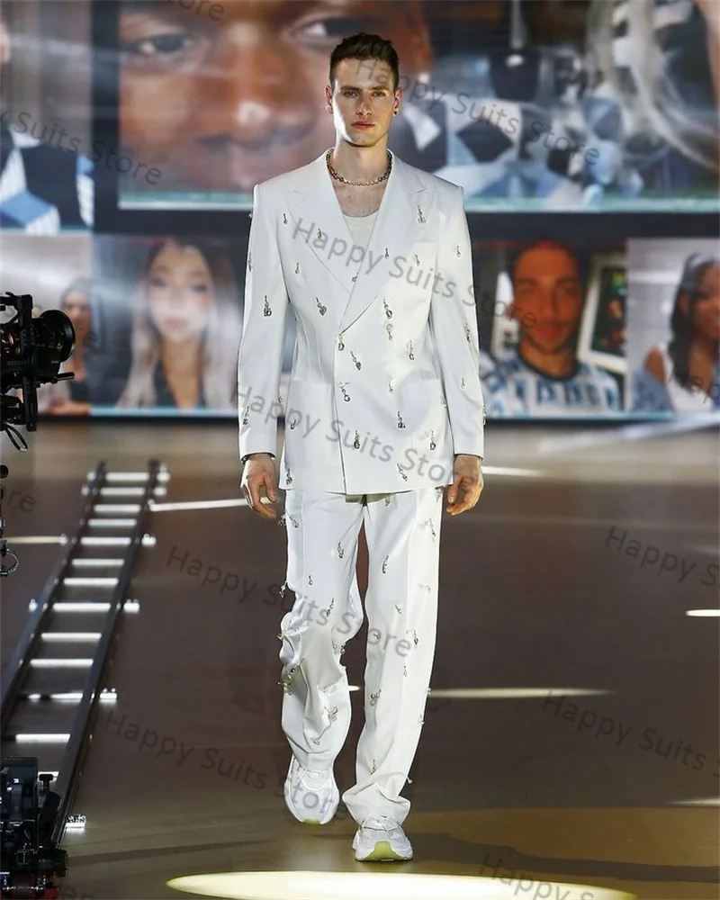 White Crystals Men Suit 2 Piece Blazer+Pants Formal Double Breasted Office Cotton Jacket Coat Wedding Tuxedo Customized Trousers
White Crystals Men Suit 2 Piece Blazer+Pants Formal Double Breasted Office Cotton Jacket Coat Wedding Tuxedo Customized Trousers