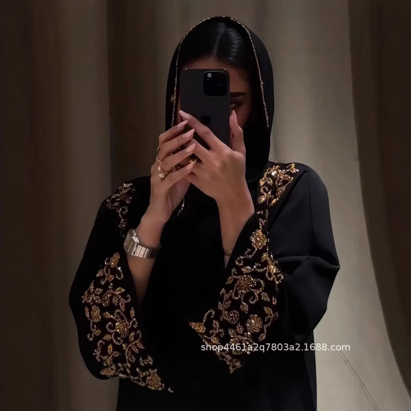 Women's Traditional Dresses And Abayas Chiffon Luxury Dubai Abayas Gold Floral Embroidery Beaded Trim Gown 3-Piece Muslim Sets
Women's Traditional Dresses And Abayas Chiffon Luxury Dubai Abayas Gold Floral Embroidery Beaded Trim Gown 3-Piece Muslim Sets