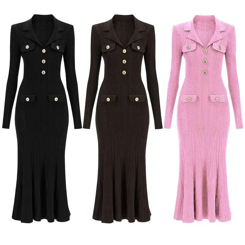 High Quality Women's Knitted Slim Fit Long Sleeve Dress Stand Collar Fashionable Spring Autumn New Style Lady's Premium Clothing
High Quality Women's Knitted Slim Fit Long Sleeve Dress Stand Collar Fashionable Spring Autumn New Style Lady's Premium Clothing
