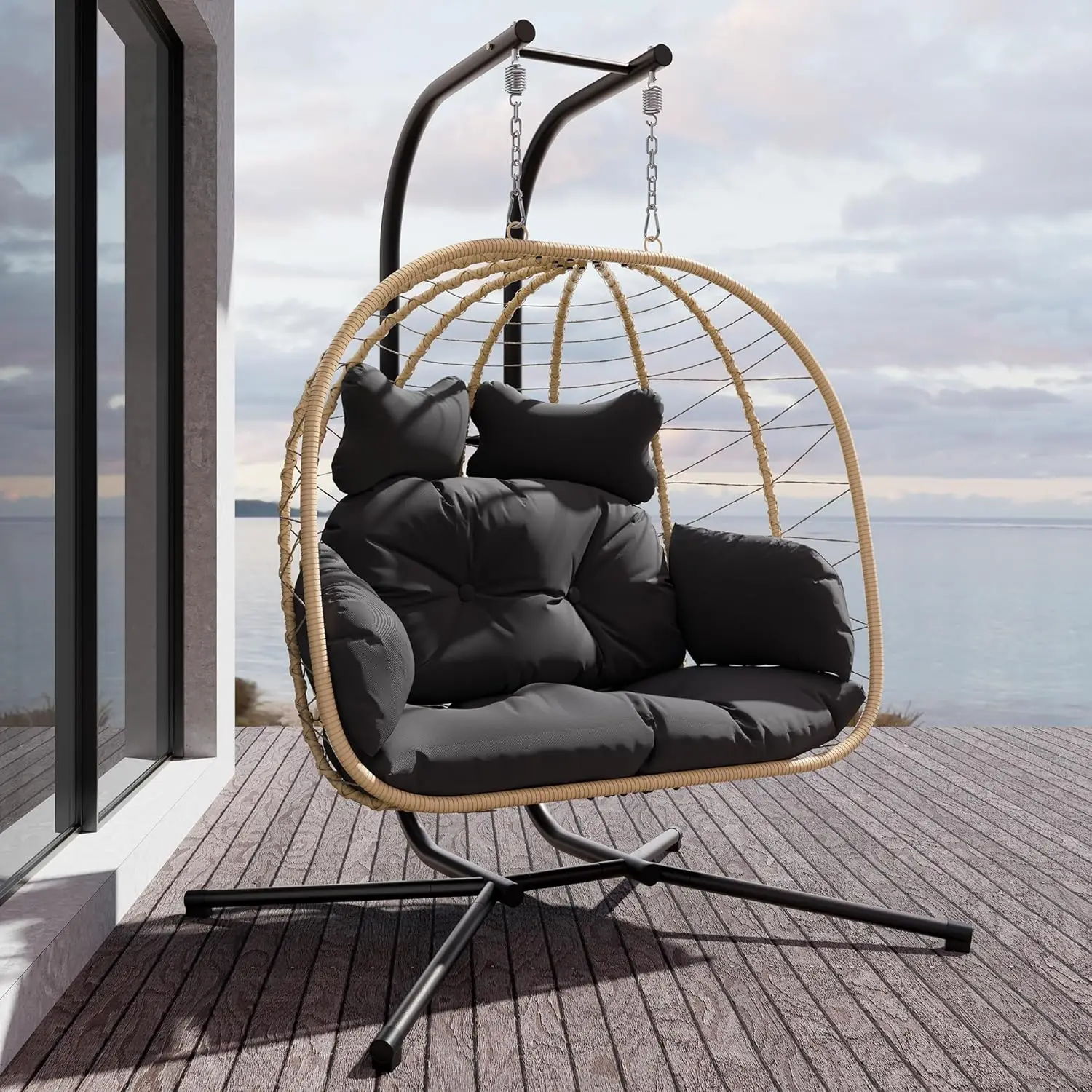 Double Indoor/Outdoor Wicker Swing Egg Chair Hammock Foldable Hanging Loveseat with Stand,Balcony, Garden (Yellow and Black)
Double Indoor/Outdoor Wicker Swing Egg Chair Hammock Foldable Hanging Loveseat with Stand,Balcony, Garden (Yellow and Black)