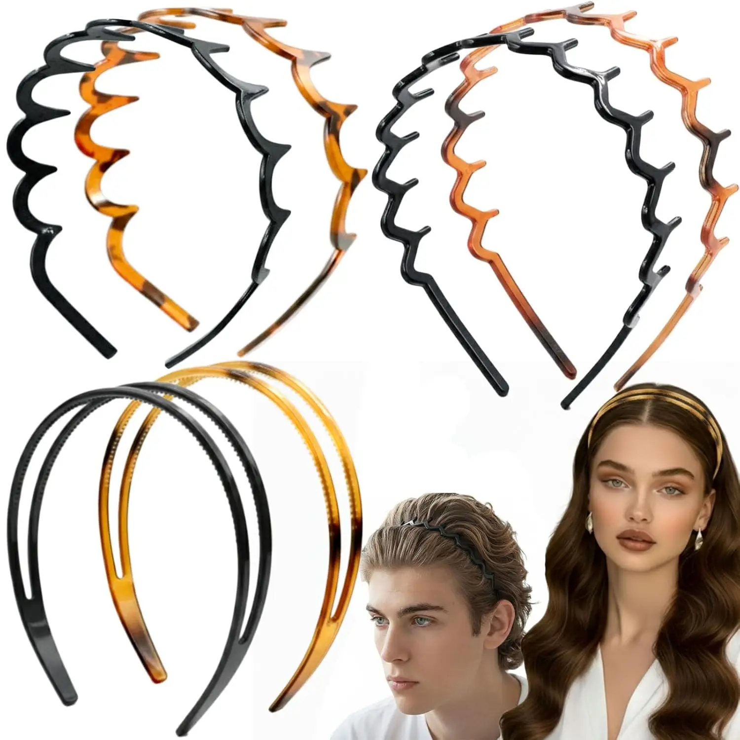 6PCS/SET Zig Zag Headbands Set Plastic Hair Head Band Comb Hoop Hair Accessories for Women Men, Premium Bright Black&Amber
6PCS/SET Zig Zag Headbands Set Plastic Hair Head Band Comb Hoop Hair Accessories for Women Men, Premium Bright Black&Amber