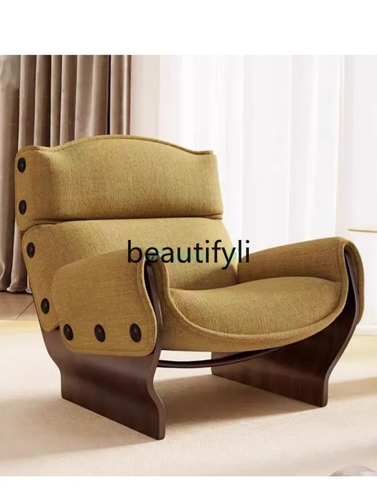 Solid wood button sofa chair living room balcony fabric single chair solid wood backrest leisure chair
Solid wood button sofa chair living room balcony fabric single chair solid wood backrest leisure chair