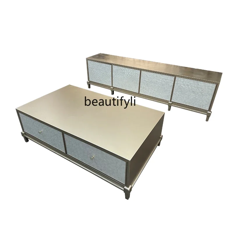 French light luxury TV cabinet modern small apartment simple living room cabinet shell surface solid wood cabinet American style
French light luxury TV cabinet modern small apartment simple living room cabinet shell surface solid wood cabinet American style