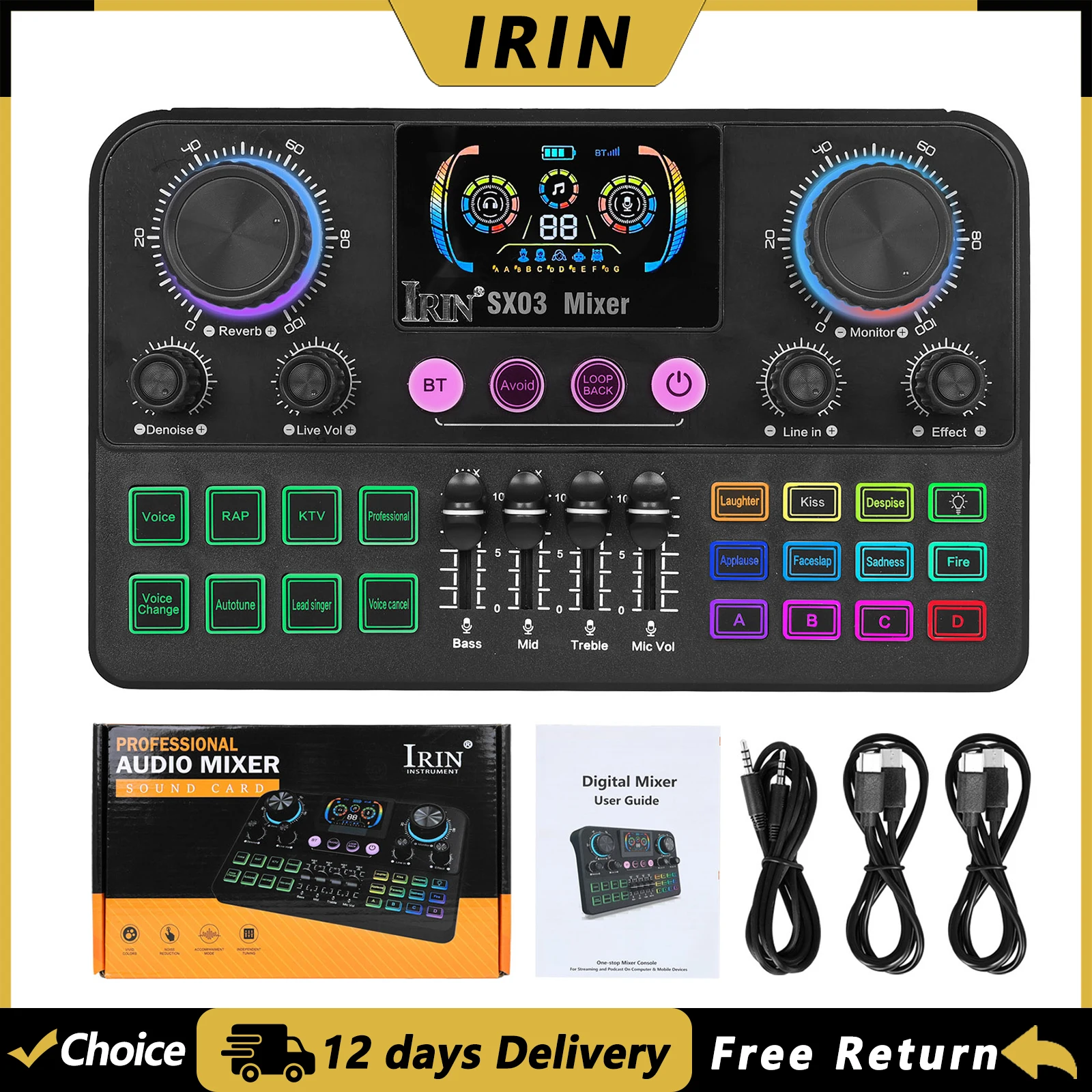 IRIN Live Sound Card Audio Mixer for Karaoke Broadcast KTV Singing Live Sound Mixer Podcast Equipment Bundle Sound Card
IRIN Live Sound Card Audio Mixer for Karaoke Broadcast KTV Singing Live Sound Mixer Podcast Equipment Bundle Sound Card