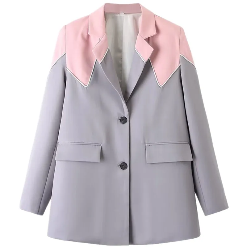 Модный женский пиджак свободного кроя с длинными рукавами, на одной пуговице, в стиле колор-блок, весна 2023, готовый к носке, из полиэстера
Модный женский пиджак свободного кроя с длинными рукавами, на одной пуговице, в стиле колор-блок, весна 2023, готовый к носке, из полиэстера