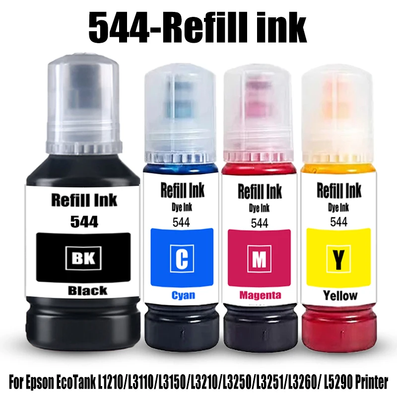 544 Epson Refill ink 544 Dye Ink for For Epson EcoTank L1210 L3110 L3150 L3210 L3250 L3251 L3260 L5290 Printer
544 Epson Refill ink 544 Dye Ink for For Epson EcoTank L1210 L3110 L3150 L3210 L3250 L3251 L3260 L5290 Printer
