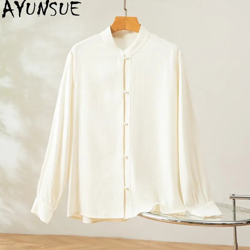 AYUNSUE 100% Silk Women's Blouses and Shirts Casual Long Sleeve Tops for Woman Stand-up Collar Shirt Woman Clothes Tops De Mujer
AYUNSUE 100% Silk Women's Blouses and Shirts Casual Long Sleeve Tops for Woman Stand-up Collar Shirt Woman Clothes Tops De Mujer