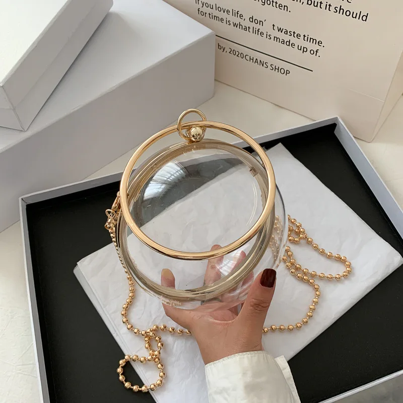 Trendy Transparent Acrylic Round Ball Dinner Evening Bag For Women Wedding Party Small Clutch Metal Chain Shoulder Bag Crossbody
Trendy Transparent Acrylic Round Ball Dinner Evening Bag For Women Wedding Party Small Clutch Metal Chain Shoulder Bag Crossbody