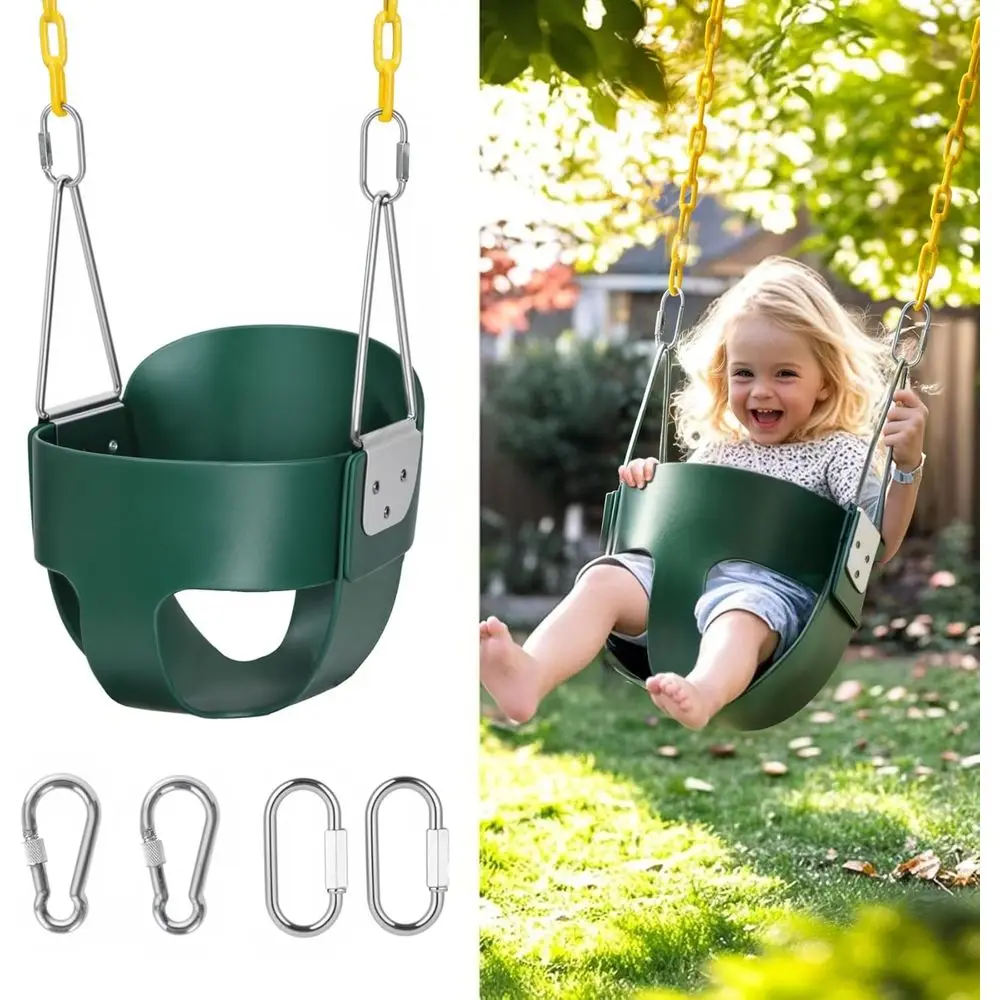 Детские качели с высокой спинкой, цепями с покрытием и защитой от защемления, уличные качели для малышей с фиксируемыми пряжками, безопасные для детей.
Детские качели с высокой спинкой, цепями с покрытием и защитой от защемления, уличные качели для малышей с фиксируемыми пряжками, безопасные для детей.