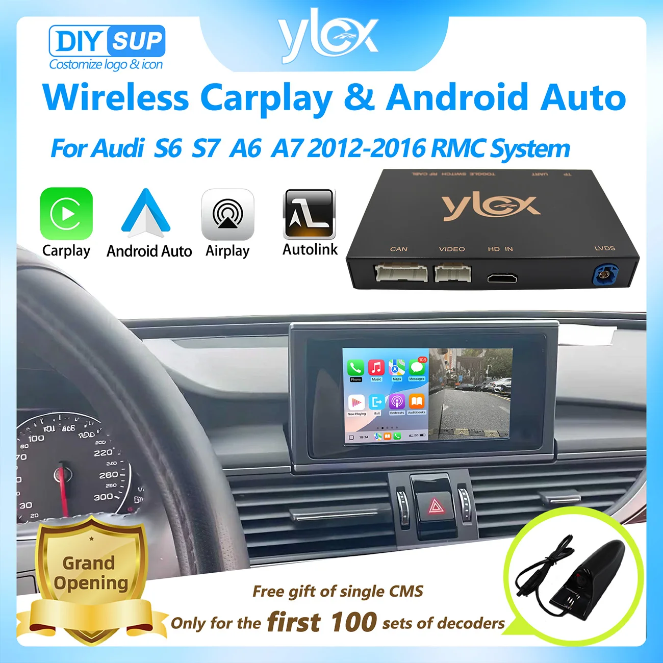 Беспроводной интерфейс CarPlay Android Auto для Audi A6 A7 S6 S7 2012-2016 Система RMC с зеркальной связью AirPlay Поддержка задней YT NF
Беспроводной интерфейс CarPlay Android Auto для Audi A6 A7 S6 S7 2012-2016 Система RMC с зеркальной связью AirPlay Поддержка задней YT NF