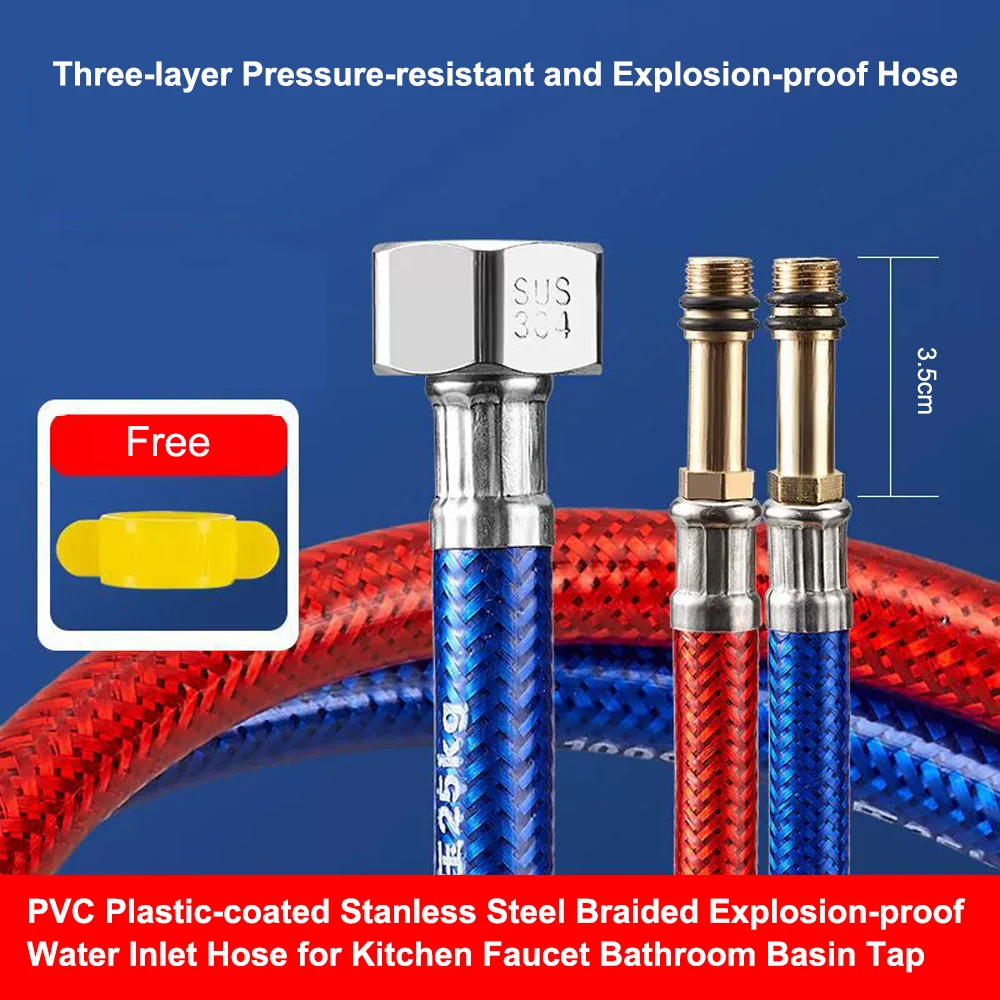 60/80/100cm PVC Plastic-coated Pointed Stainless Steel Braided Flexible Hose Explosion-proof Cold Hot Water Inlet Faucet Pipe
60/80/100cm PVC Plastic-coated Pointed Stainless Steel Braided Flexible Hose Explosion-proof Cold Hot Water Inlet Faucet Pipe