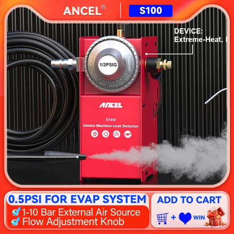 ANCEL S100 Car Smoke Leak Detector Oil Pipe Leaks Analyzer Tester Auto Gas Leakage Locator EVAP Vacuum Leakage Diagnostic Tool