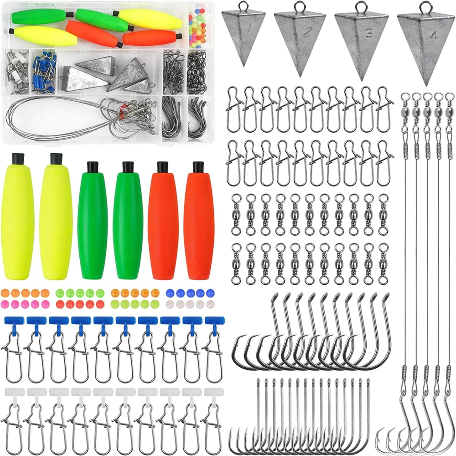 140Pcs Surf Fishing Tackle Kit Saltwater Surf Fishing Gear Fish Finder Rigs Pyramid Sinkers Circle Hook Rig Fishing Equipment
140Pcs Surf Fishing Tackle Kit Saltwater Surf Fishing Gear Fish Finder Rigs Pyramid Sinkers Circle Hook Rig Fishing Equipment
