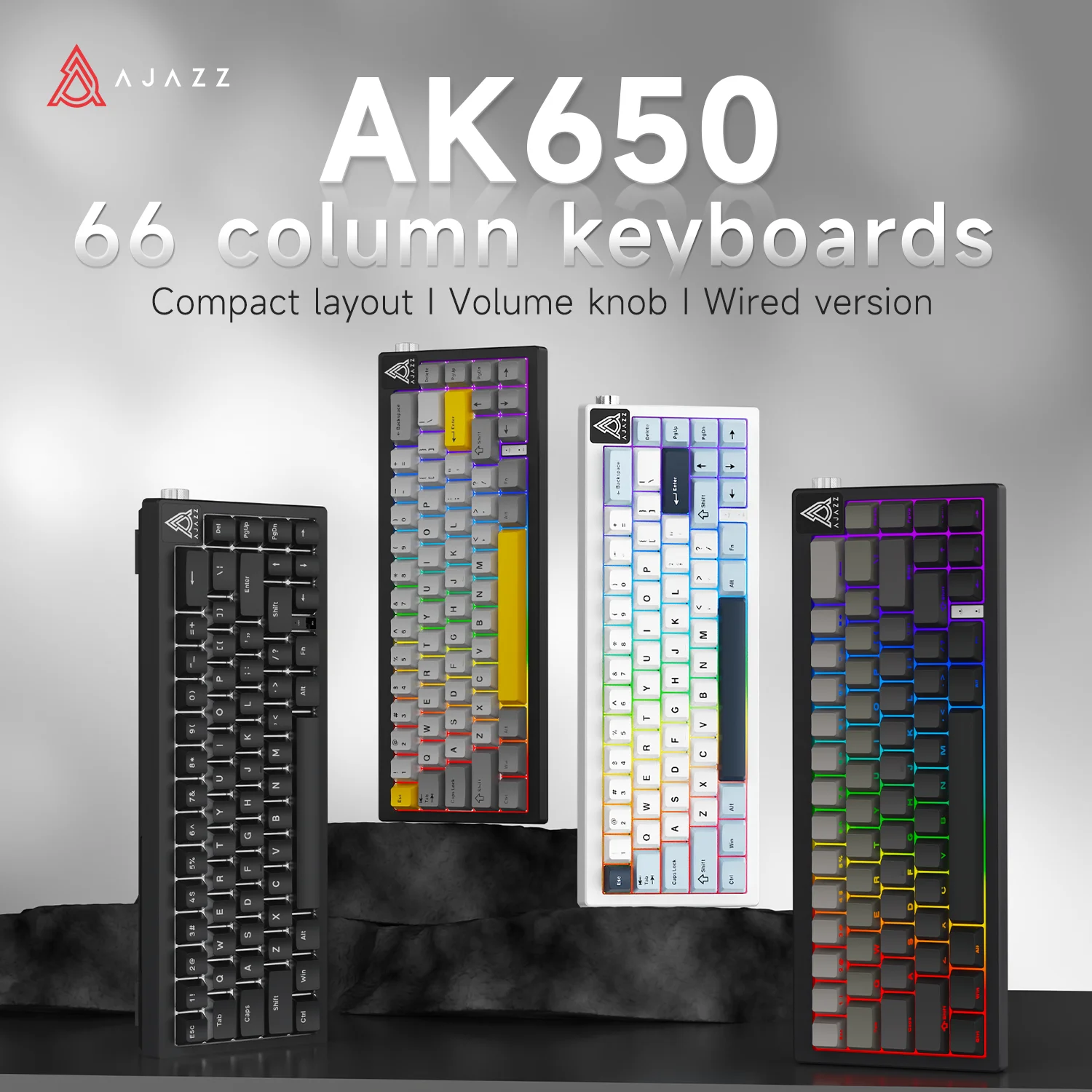 AJAZZ AK650 65% configuration-wired only-hot-swappable gaming mechanical keyboard-side engraved volume knob
AJAZZ AK650 65% configuration-wired only-hot-swappable gaming mechanical keyboard-side engraved volume knob