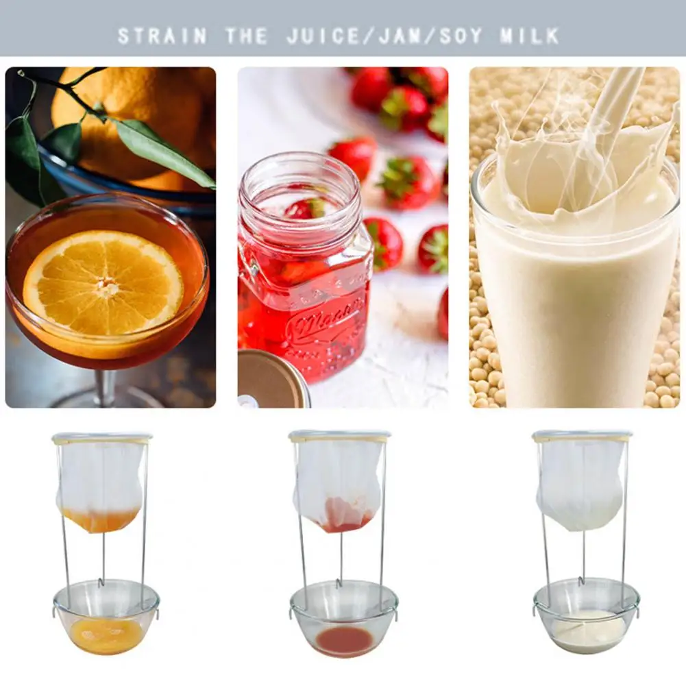 Stainless Steel Strainer Stand Jelly with Reusable Nylon Filter Bag Kit for Nut Milk Juices
Stainless Steel Strainer Stand Jelly with Reusable Nylon Filter Bag Kit for Nut Milk Juices