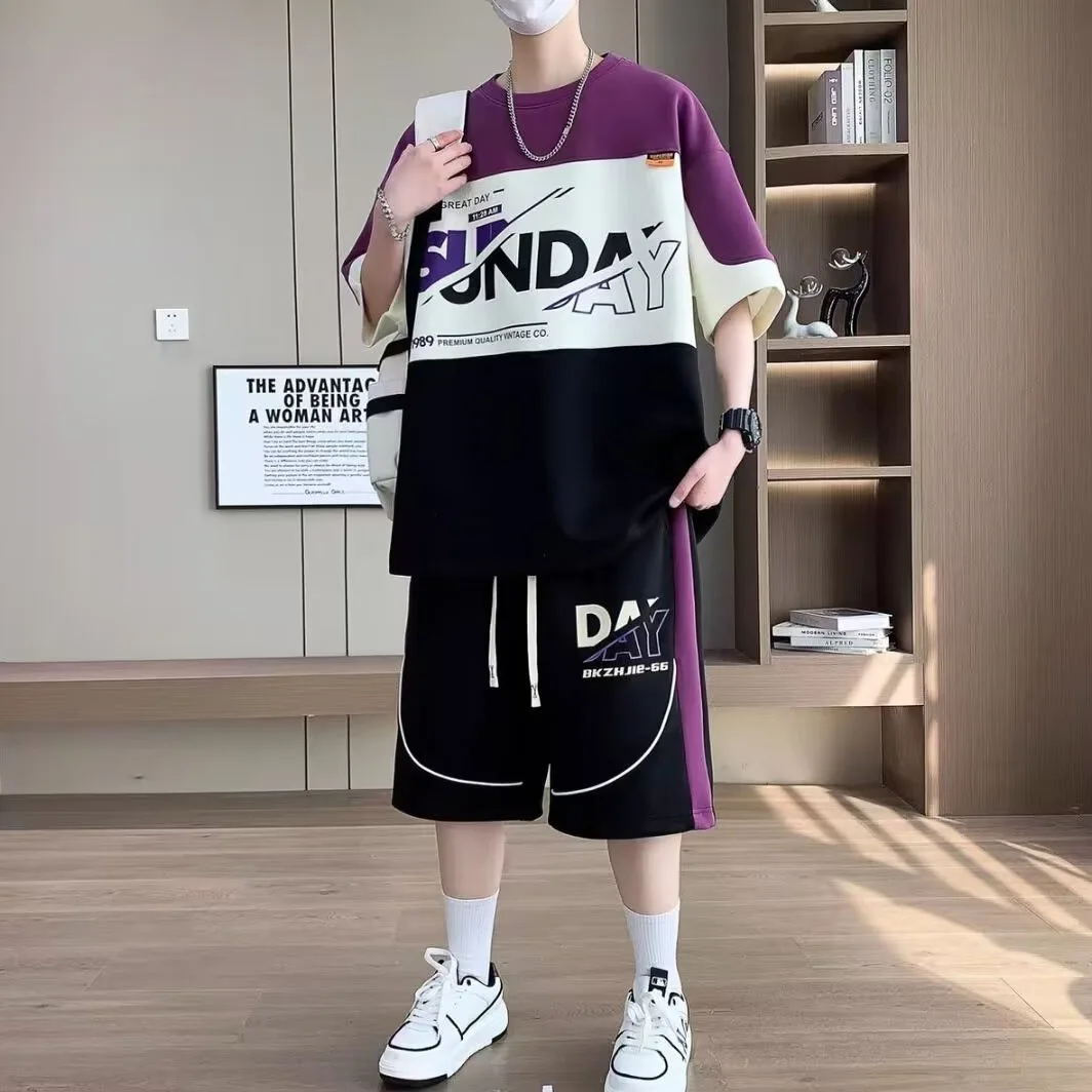 Summer Men's Sets Youth Daily Cool Tracksuit O-neck Short Sleeve Shirt Shorts Set Men's Causal Suit Plus Size T Shirts Pants New
Summer Men's Sets Youth Daily Cool Tracksuit O-neck Short Sleeve Shirt Shorts Set Men's Causal Suit Plus Size T Shirts Pants New