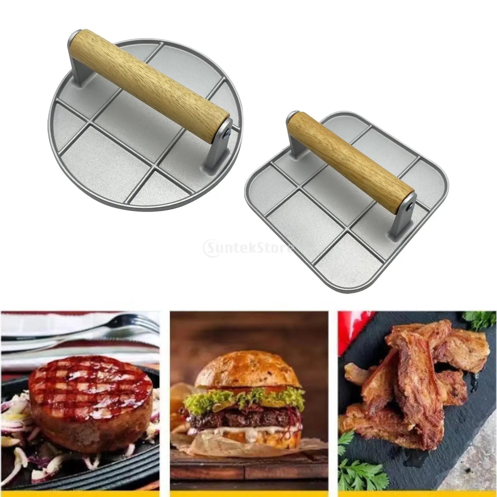 Aluminum Alloy Burger Press Flat Bottom for Kitchen BBQ Accessories Flat Top Round Grill Press Burger Smasher Presser Heavy Duty
Aluminum Alloy Burger Press Flat Bottom for Kitchen BBQ Accessories Flat Top Round Grill Press Burger Smasher Presser Heavy Duty