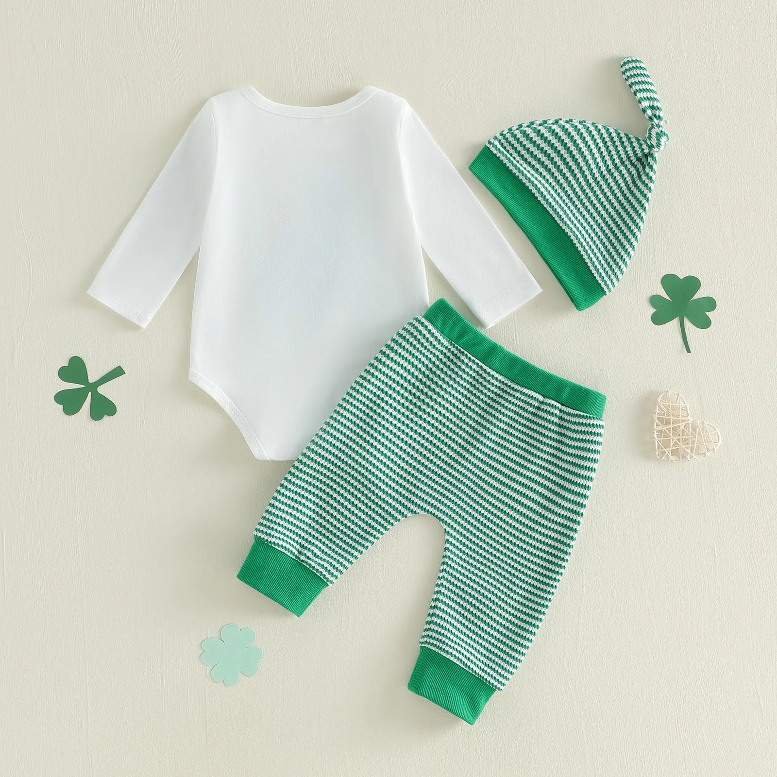 Ирландская одежда для маленьких мальчиков, комбинезон с длинными рукавами и вышивкой в виде трилистника, брюки в полоску и шляпа, наряд из 3 предметов
Ирландская одежда для маленьких мальчиков, комбинезон с длинными рукавами и вышивкой в виде трилистника, брюки в полоску и шляпа, наряд из 3 предметов