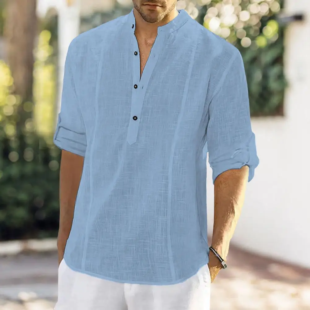 Autumn Shirt Pullover Spring Shirt Half Single-breasted Buttons Chic Pure Color Lightweight Men Tops
Autumn Shirt Pullover Spring Shirt Half Single-breasted Buttons Chic Pure Color Lightweight Men Tops