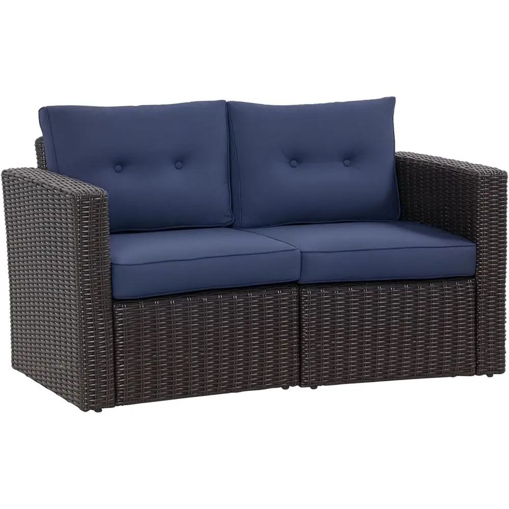 2-Piece Outdoor Wicker Sofa Set with Curved Armrests, Padded Cushions, Ideal for Balcony, Garden, Lawn in Navy Blue
2-Piece Outdoor Wicker Sofa Set with Curved Armrests, Padded Cushions, Ideal for Balcony, Garden, Lawn in Navy Blue