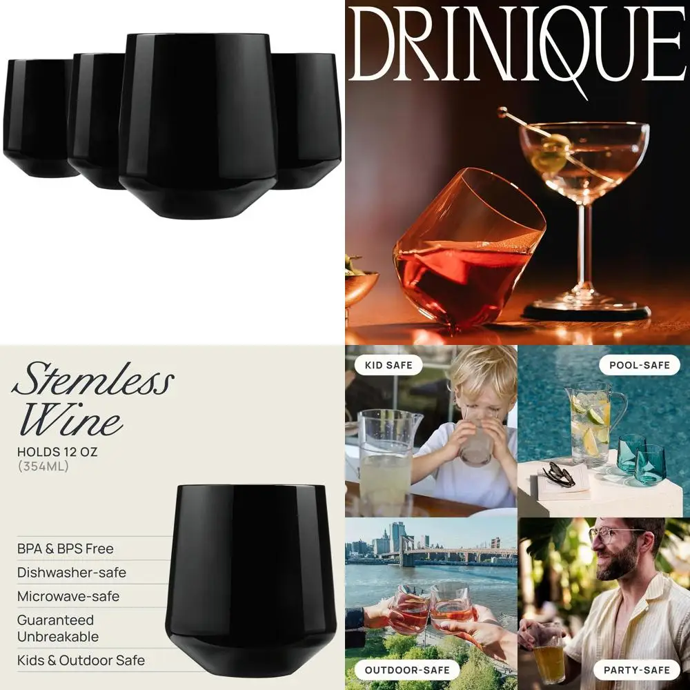 Набор из 4 небьющихся пластиковых бокалов для вина из тритана, 350 мл – Сделано в США, без БФА, многоразовые, ударопрочные, для использования в помещении и на улице
Набор из 4 небьющихся пластиковых бокалов для вина из тритана, 350 мл – Сделано в США, без БФА, многоразовые, ударопрочные, для использования в помещении и на улице