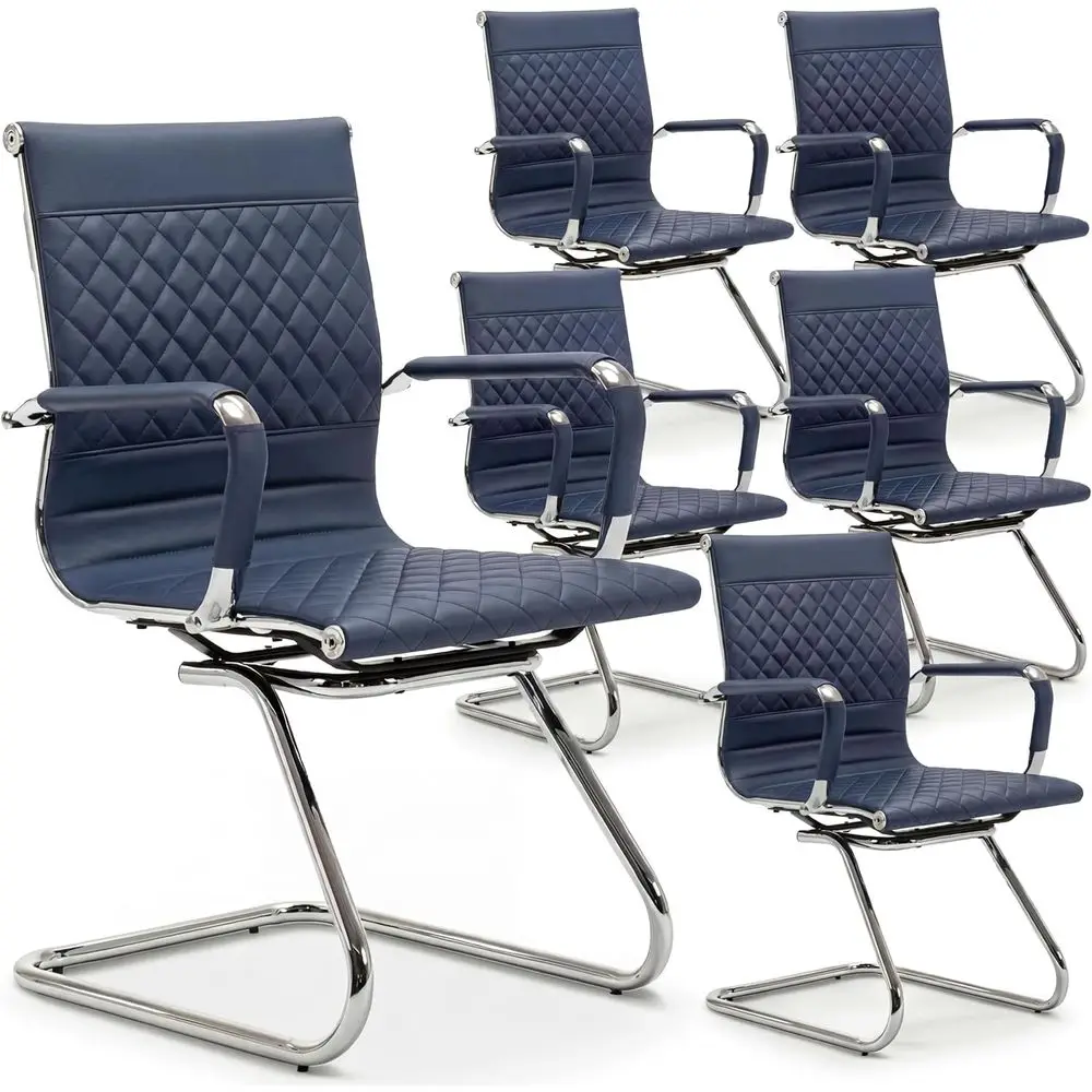 6-Piece Set of Navy Blue PU Leather Office Chairs with Arms for Conference Rooms, Waiting Areas, and Home Offices, Supporting Up
6-Piece Set of Navy Blue PU Leather Office Chairs with Arms for Conference Rooms, Waiting Areas, and Home Offices, Supporting Up