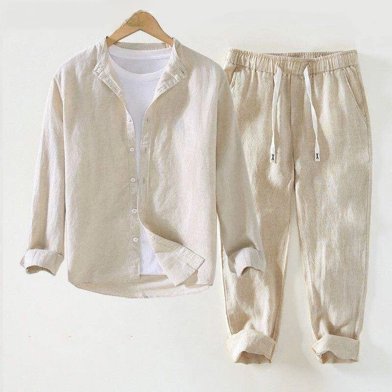 High-End Linen Cotton Blend Long Sleeve Shirt And Pants Two-Piece Set for Men Thin Summer Collection New 2025
High-End Linen Cotton Blend Long Sleeve Shirt And Pants Two-Piece Set for Men Thin Summer Collection New 2025