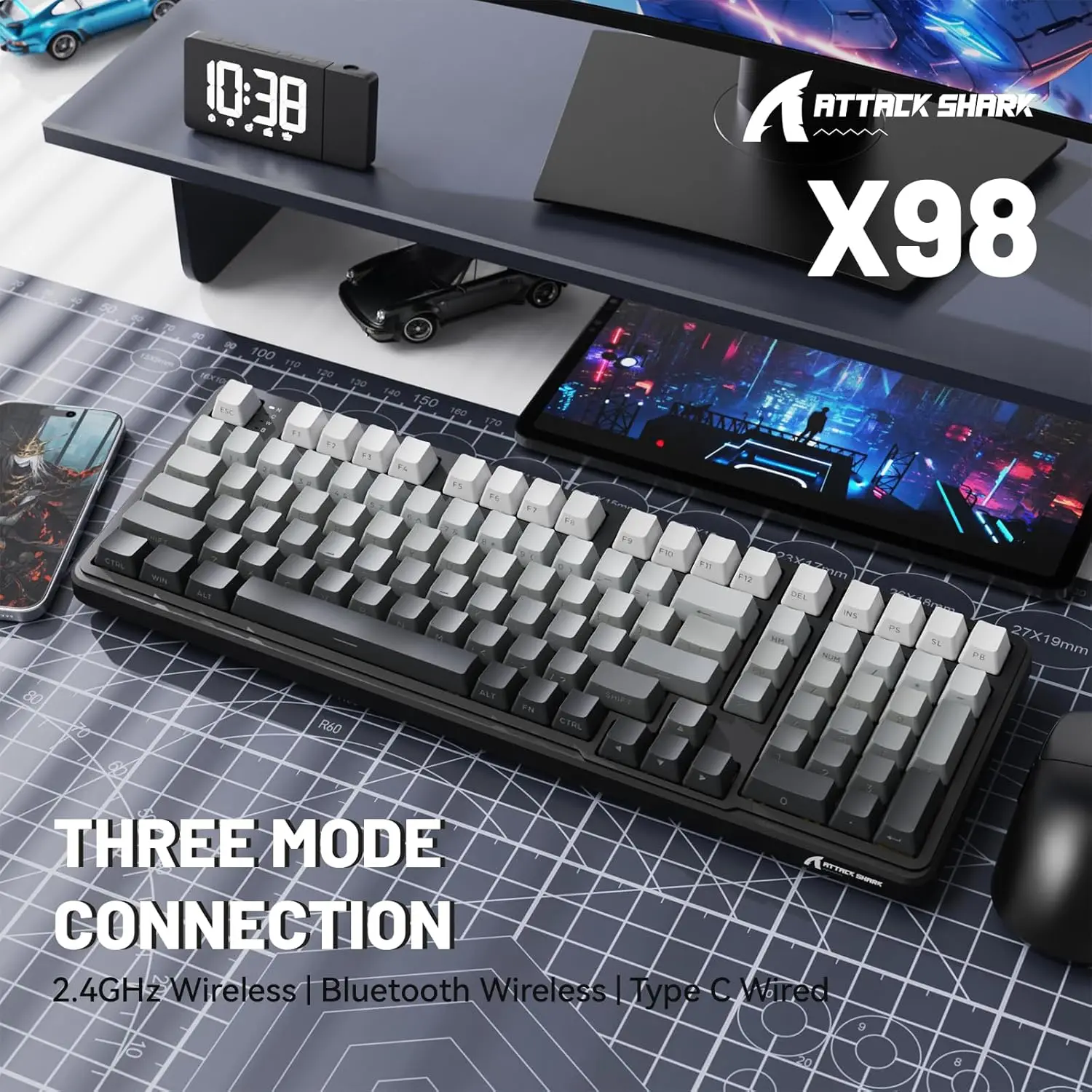 ATTACK SHARK X98 Wireless Mechanical Gaming Keyboard, Tri-Mode Hot-Swappable Gasket Mount RGB Backlit Keyboard for PC/Tablet/PS5
ATTACK SHARK X98 Wireless Mechanical Gaming Keyboard, Tri-Mode Hot-Swappable Gasket Mount RGB Backlit Keyboard for PC/Tablet/PS5