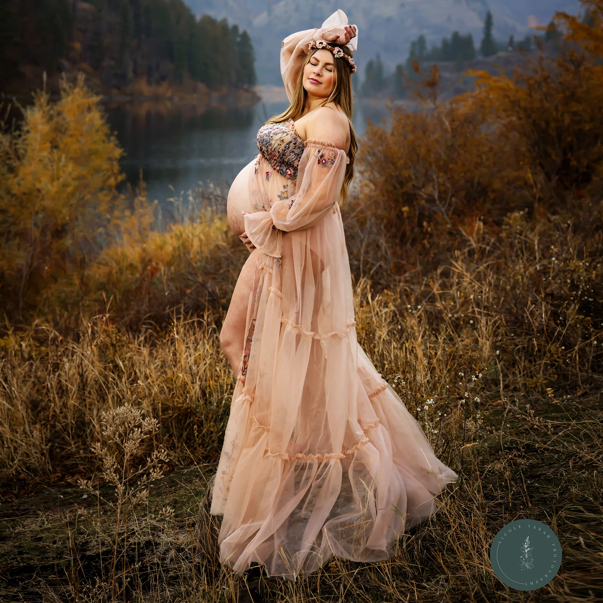Don&Judy Embroidered Tulle Strapless Long Sleeve Dress Sexy Front Slit Maternity Dresses For Photo Shoot Wedding Party Gowns
Don&Judy Embroidered Tulle Strapless Long Sleeve Dress Sexy Front Slit Maternity Dresses For Photo Shoot Wedding Party Gowns