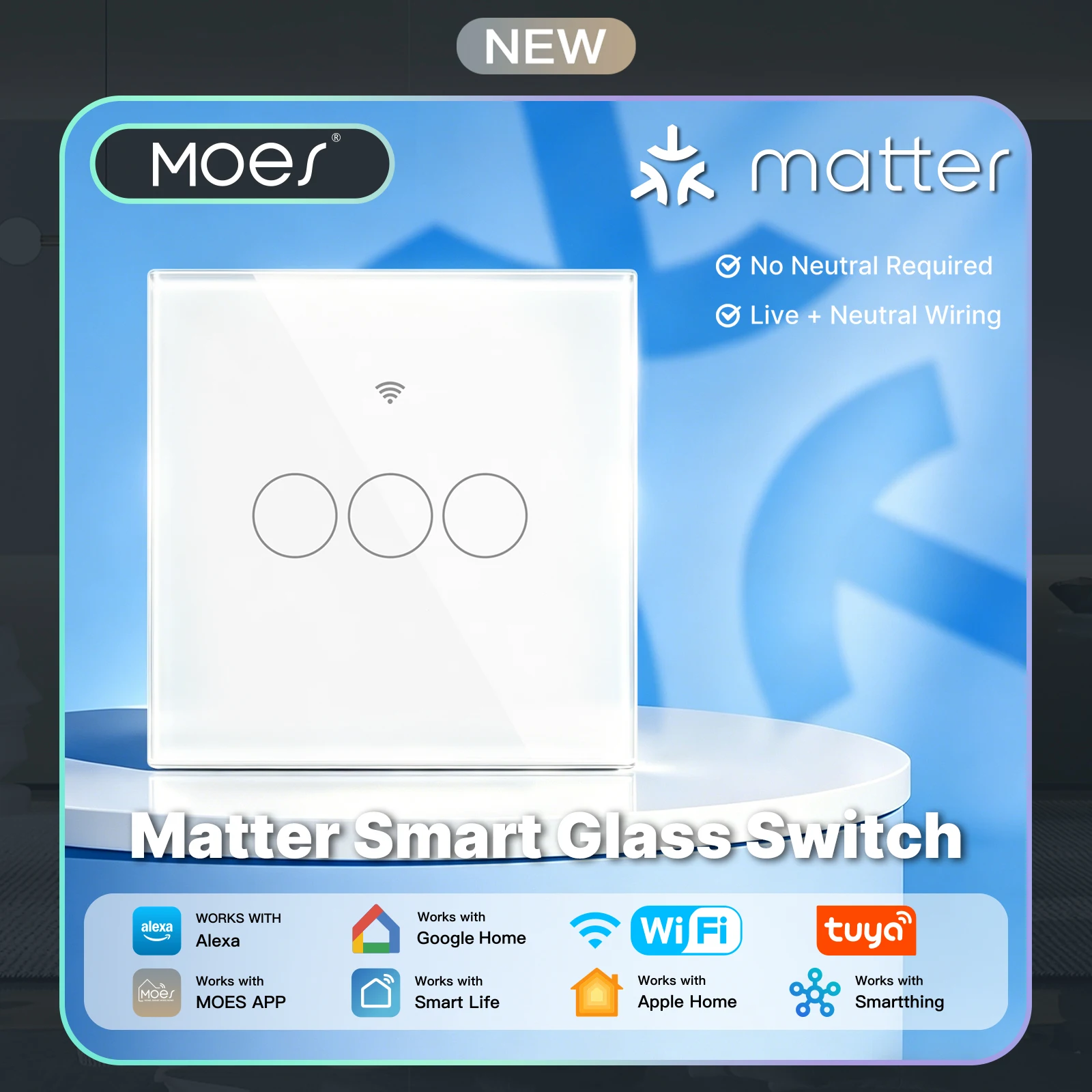 MOES Matter WiFi Smart Light Switch Tuya Glass Touch Panel Neutral Optional Works with Apple Homekit Alexa Google Smartthings
MOES Matter WiFi Smart Light Switch Tuya Glass Touch Panel Neutral Optional Works with Apple Homekit Alexa Google Smartthings