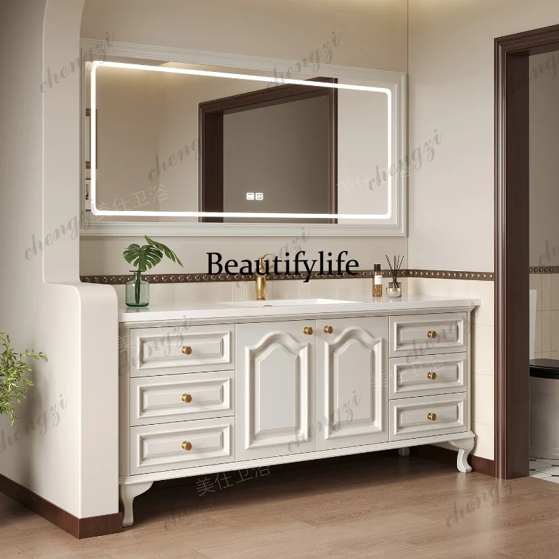 American oak bathroom cabinet combination floor-to-ceiling rock slab ceramic integrated bathroom cabinet intelligent washstand
American oak bathroom cabinet combination floor-to-ceiling rock slab ceramic integrated bathroom cabinet intelligent washstand