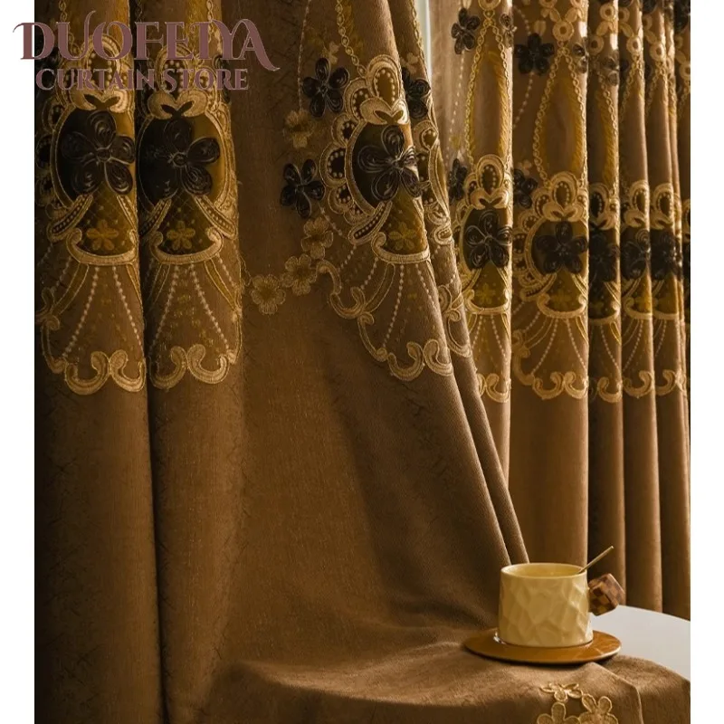 European-style Luxury Thickened Blackout Chenille Embroidered Curtains for Living Dining Room Bedroom Decor Window Custom Size
European-style Luxury Thickened Blackout Chenille Embroidered Curtains for Living Dining Room Bedroom Decor Window Custom Size
