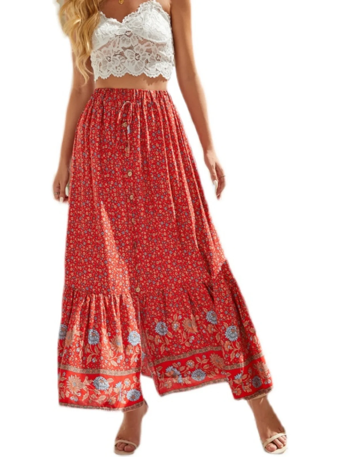Bohemian High Waist Elasticated Floral Print Mommy Summer Vacation Travel Half Skirt A-Line Long Skirt Sweet Style
Bohemian High Waist Elasticated Floral Print Mommy Summer Vacation Travel Half Skirt A-Line Long Skirt Sweet Style