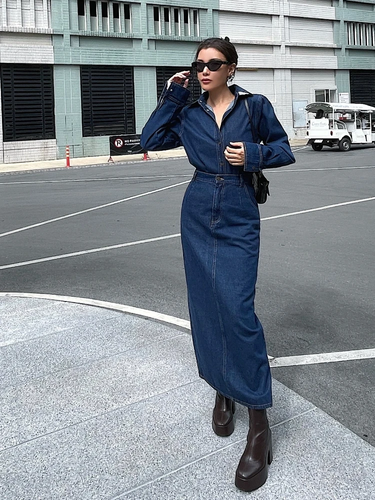 DuanStyle Thickened Retro Blue Denim Long Sleeve Shirt Half Skirt Set Good Fit Cotton Blend Autumn Fashion Women's Ensemble
DuanStyle Thickened Retro Blue Denim Long Sleeve Shirt Half Skirt Set Good Fit Cotton Blend Autumn Fashion Women's Ensemble