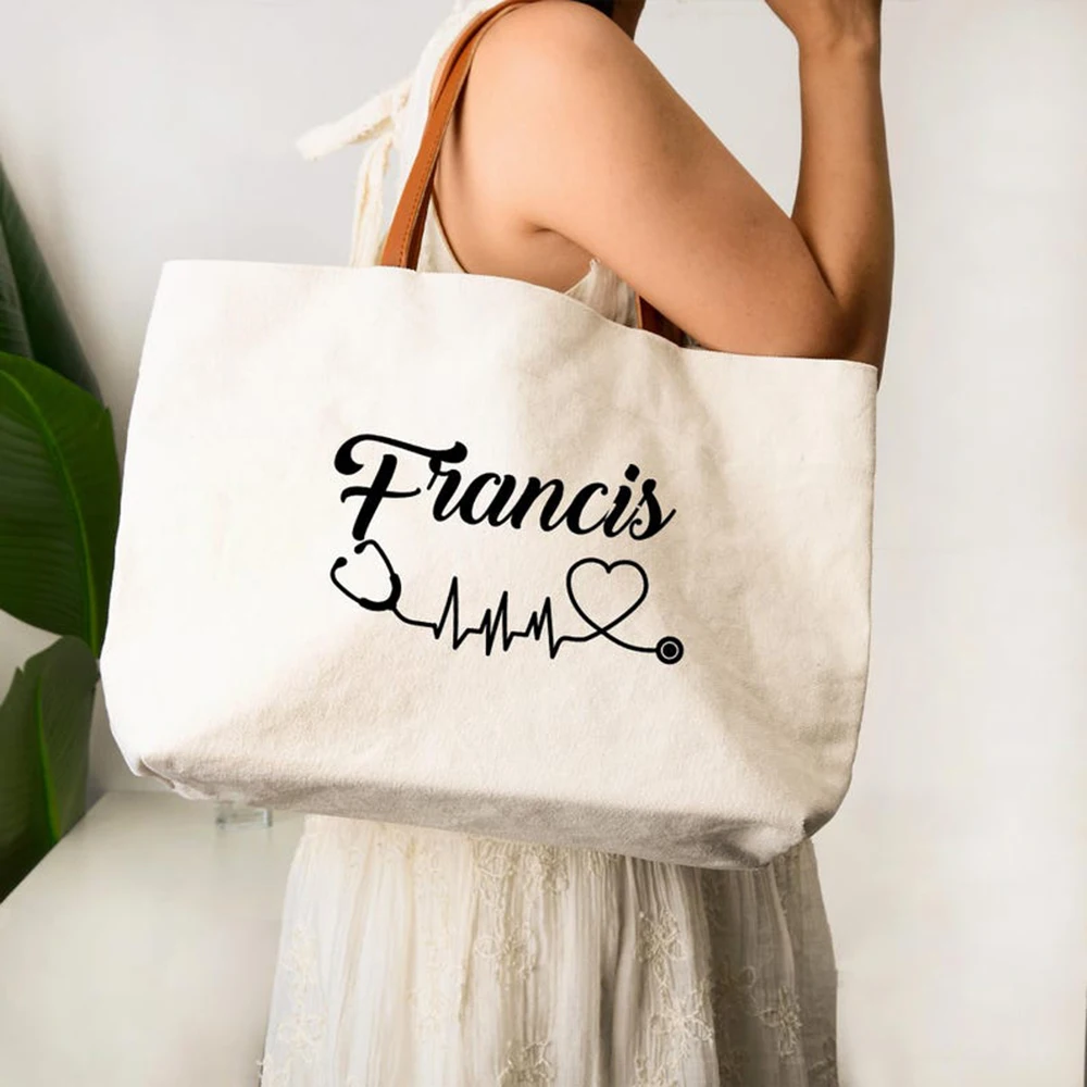 Custom Name Stethoscope Nurse Tote Bag Stylish Minimalist Nurse Tote Handbag Personalized Canvas Tote Bag Travel Shoulder Bag
Custom Name Stethoscope Nurse Tote Bag Stylish Minimalist Nurse Tote Handbag Personalized Canvas Tote Bag Travel Shoulder Bag