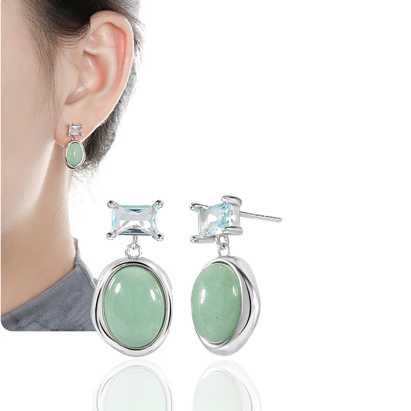 Elegant Natural Green Oval Aventurine CZ 925 Sterling Silver Dangling Earrings Oval Aventurine Drop Earring
Elegant Natural Green Oval Aventurine CZ 925 Sterling Silver Dangling Earrings Oval Aventurine Drop Earring