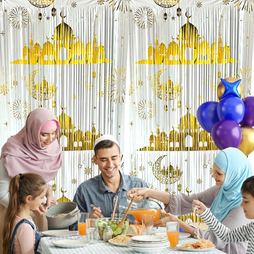 Eid Mubarak Foil Curtain Backdrop Metallic Tinsel Curtain for Home Islam Muslim Festival Party Supplies Ramadan Decoration 2025
Eid Mubarak Foil Curtain Backdrop Metallic Tinsel Curtain for Home Islam Muslim Festival Party Supplies Ramadan Decoration 2025