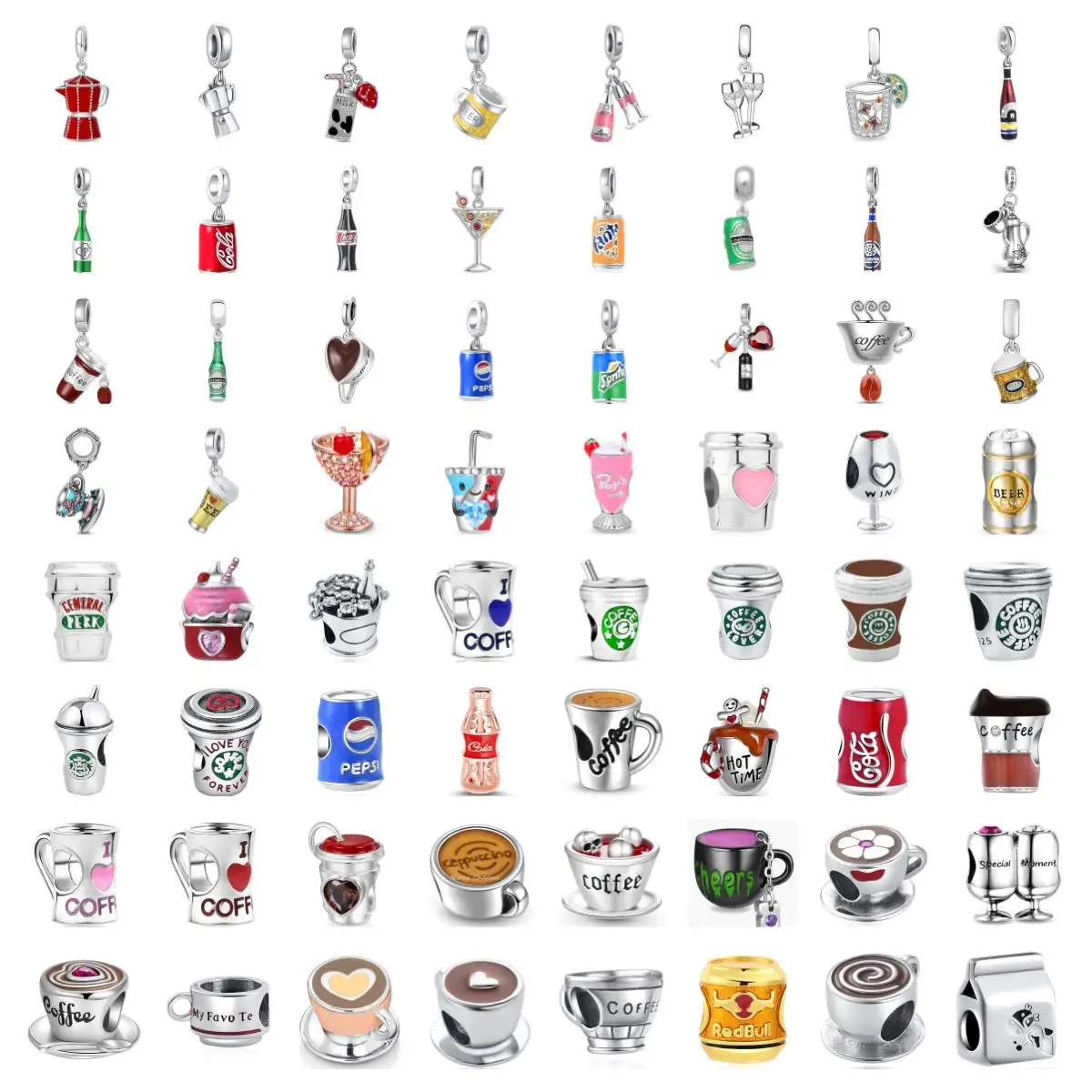 Новая серия кофейных чашек, подвески для кофейных напитков, подходят для оригинального браслета Pandora, брелок из бисера, сделай сам, женские ювелирные изделия, подарок, 925, посеребренный
Новая серия кофейных чашек, подвески для кофейных напитков, подходят для оригинального браслета Pandora, брелок из бисера, сделай сам, женские ювелирные изделия, подарок, 925, посеребренный
