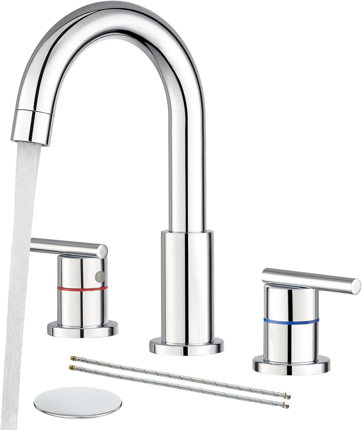 8 Inch Widespread Bathroom Faucet, 3 Hole Double Handle Sink Faucet with Drain Assembly, Stainless Steel Basin Mixer Tap, Chrome
8 Inch Widespread Bathroom Faucet, 3 Hole Double Handle Sink Faucet with Drain Assembly, Stainless Steel Basin Mixer Tap, Chrome