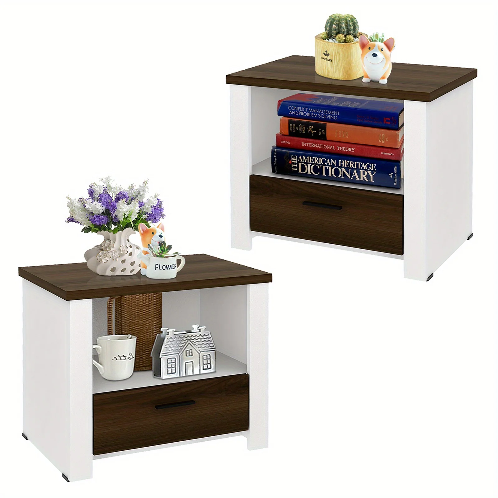 Accent Nightstand, Side Table W/Open Cabinet & Glide Sliding Drawer, Modern Versatile Sofa End Table for Living Room, Bedroom, Small Places, Easy Assembly, 1 Piece/2 Pieces
Accent Nightstand, Side Table W/Open Cabinet & Glide Sliding Drawer, Modern Versatile Sofa End Table for Living Room, Bedroom, Small Places, Easy Assembly, 1 Piece/2 Pieces