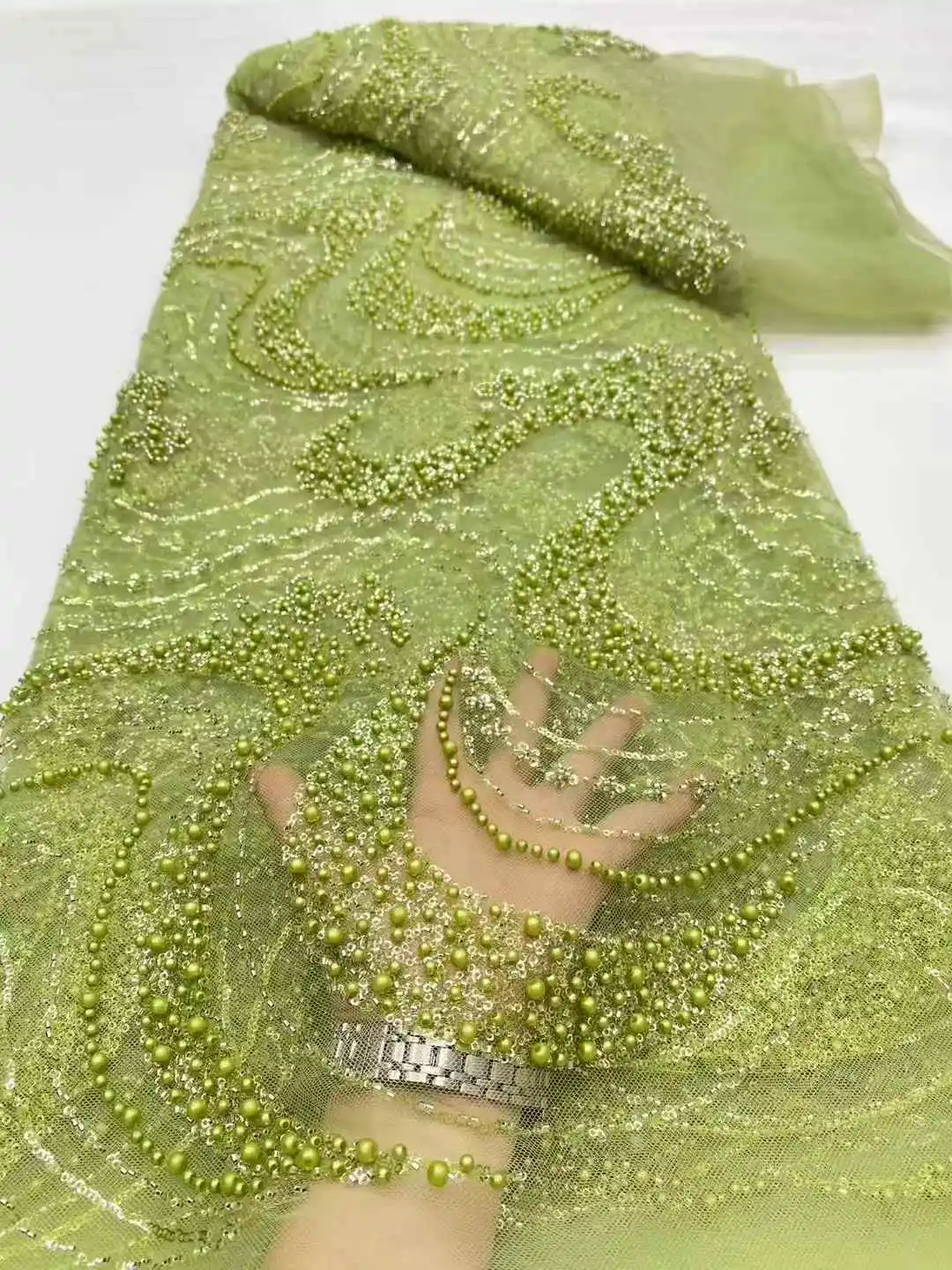 African Lace Fabric 2025 High Quality Nigerian Lace Beaded Sequins French Net Fabric 5 Yards For Sewing Party Wedding Dresses
African Lace Fabric 2025 High Quality Nigerian Lace Beaded Sequins French Net Fabric 5 Yards For Sewing Party Wedding Dresses