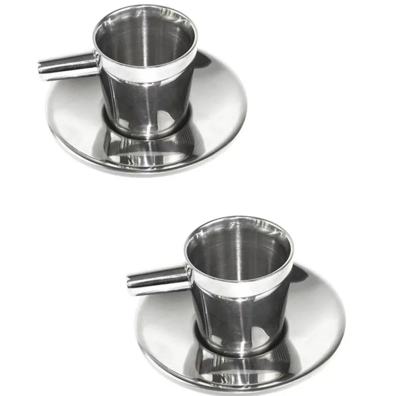 Stainless Steel Coffee Cups Set 2 Pack,80ML Coffee Mugs with Saucer,Double Walled Espresso Cups Mugs gift for Coffee &Tea Lovers
Stainless Steel Coffee Cups Set 2 Pack,80ML Coffee Mugs with Saucer,Double Walled Espresso Cups Mugs gift for Coffee &Tea Lovers
