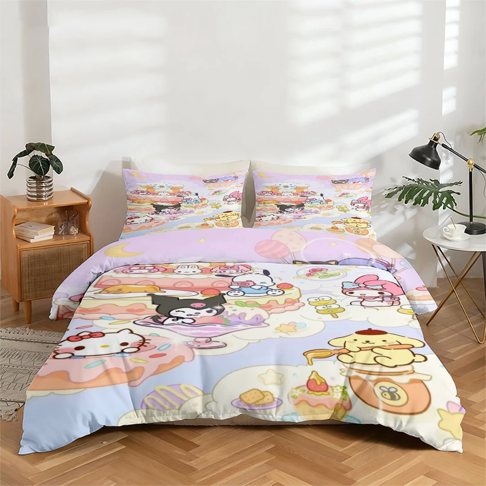 3-Piece High-Definition Digital Print Bedding Set, Melody, Pudding Dog, and Kuromi Cartoon Pattern Duvet Cover Set, Large Floral Duvet Cover Set, Includes 1 Duvet Cover + 2 Pillowcases, Suitable for Bedroom, Guest Room, Home Decoration, Polyester Fiber Du
3-Piece High-Definition Digital Print Bedding Set, Melody, Pudding Dog, and Kuromi Cartoon Pattern Duvet Cover Set, Large Floral Duvet Cover Set, Includes 1 Duvet Cover + 2 Pillowcases, Suitable for Bedroom, Guest Room, Home Decoration, Polyester Fiber Du