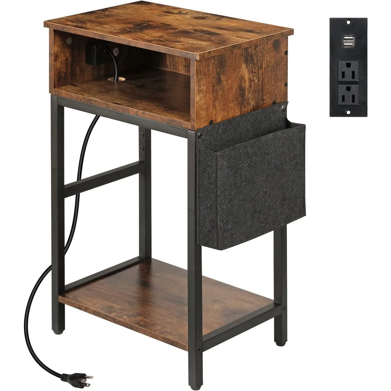Charging Nightstand with USB/Outlet | Bedside Table with Drawer & Storage Bag for Small Spaces, Bedroom, Brown
Charging Nightstand with USB/Outlet | Bedside Table with Drawer & Storage Bag for Small Spaces, Bedroom, Brown