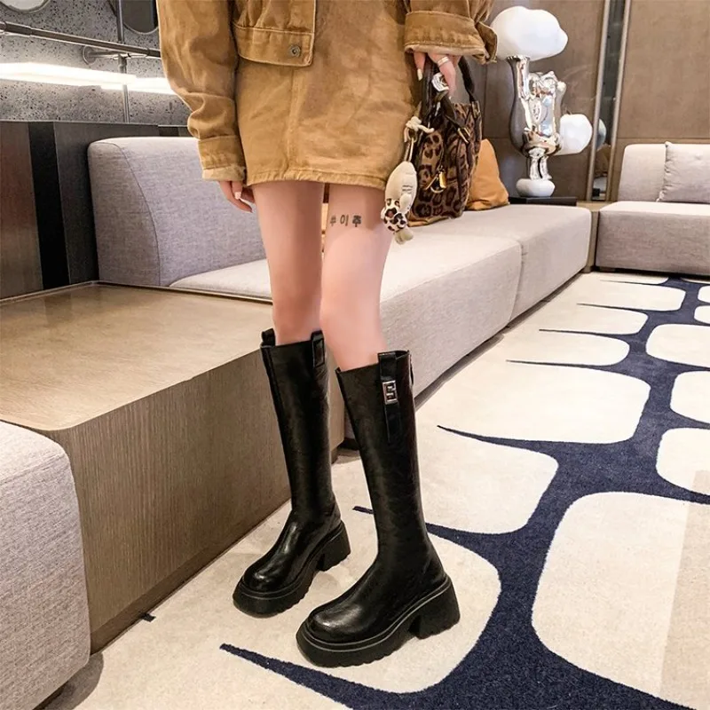 Women Knee High Boots Chunky Block Heel Platform Sole Round Toe Casual Daily Walking Shoes Autumn Winter Streetwear Footwear
Women Knee High Boots Chunky Block Heel Platform Sole Round Toe Casual Daily Walking Shoes Autumn Winter Streetwear Footwear