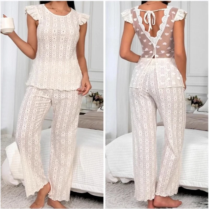 Элегантный женский комплект одежды для сна с круглым вырезом и вырезом, новый летний текстурированный комплект с открытой спиной и короткими рукавами, длинные брюки, домашняя одежда из двух предметов
Элегантный женский комплект одежды для сна с круглым вырезом и вырезом, новый летний текстурированный комплект с открытой спиной и короткими рукавами, длинные брюки, домашняя одежда из двух предметов