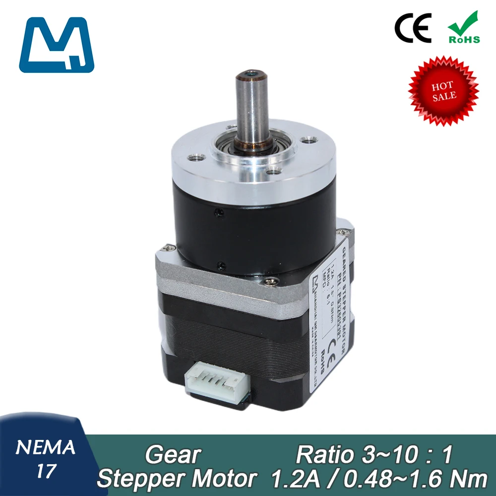 Nema17 Planetary Gearbox Ratio 4:1 42 Stepper Motor 26mm body lenght 1.2A 0.16Nm
Nema17 Planetary Gearbox Ratio 4:1 42 Stepper Motor 26mm body lenght 1.2A 0.16Nm
