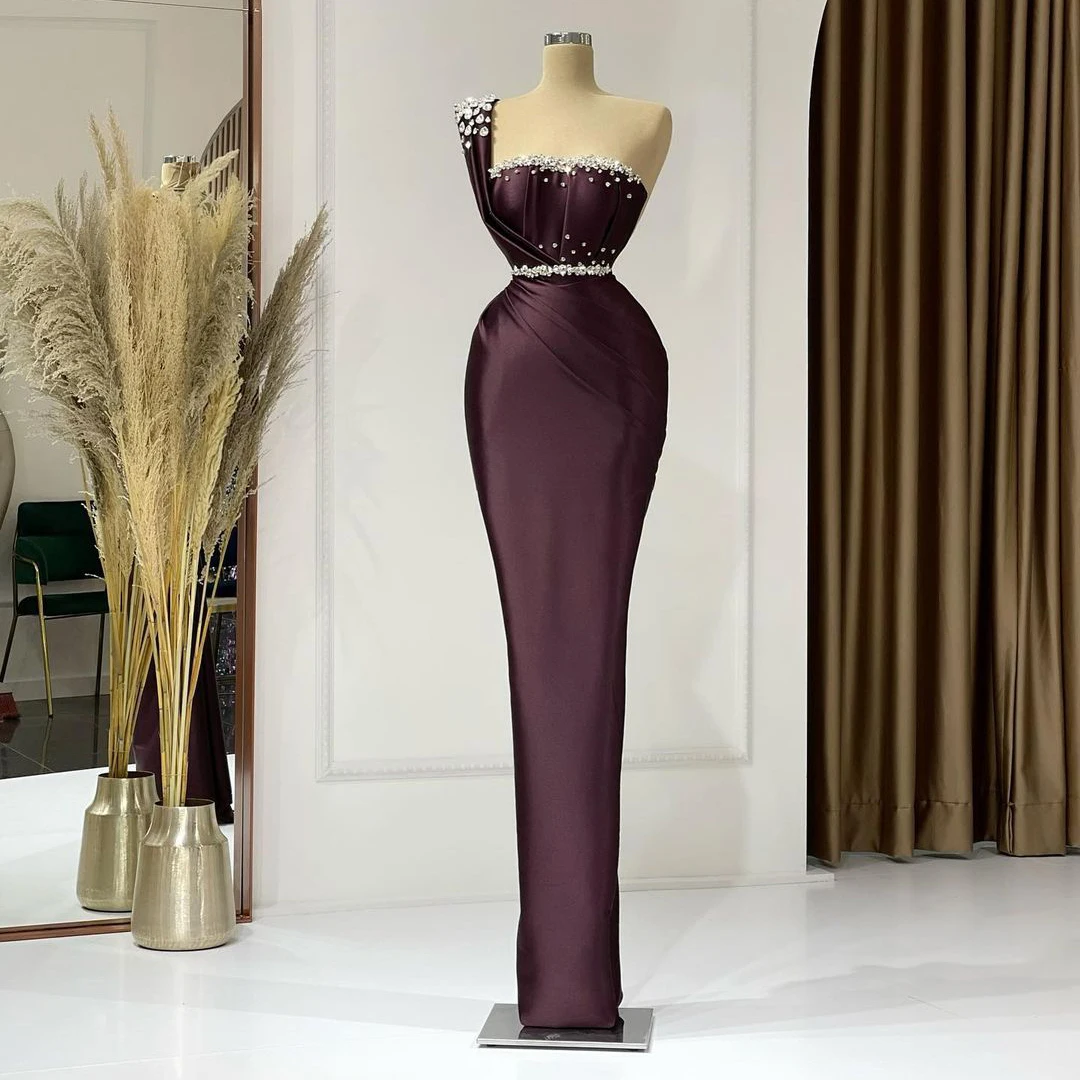 Deep Red Mermaid Evening Dresses One Shoulder Elastic Satin Glitter Beadings Prom Dress Backless Arabia Celebrity Party Gowns
Deep Red Mermaid Evening Dresses One Shoulder Elastic Satin Glitter Beadings Prom Dress Backless Arabia Celebrity Party Gowns